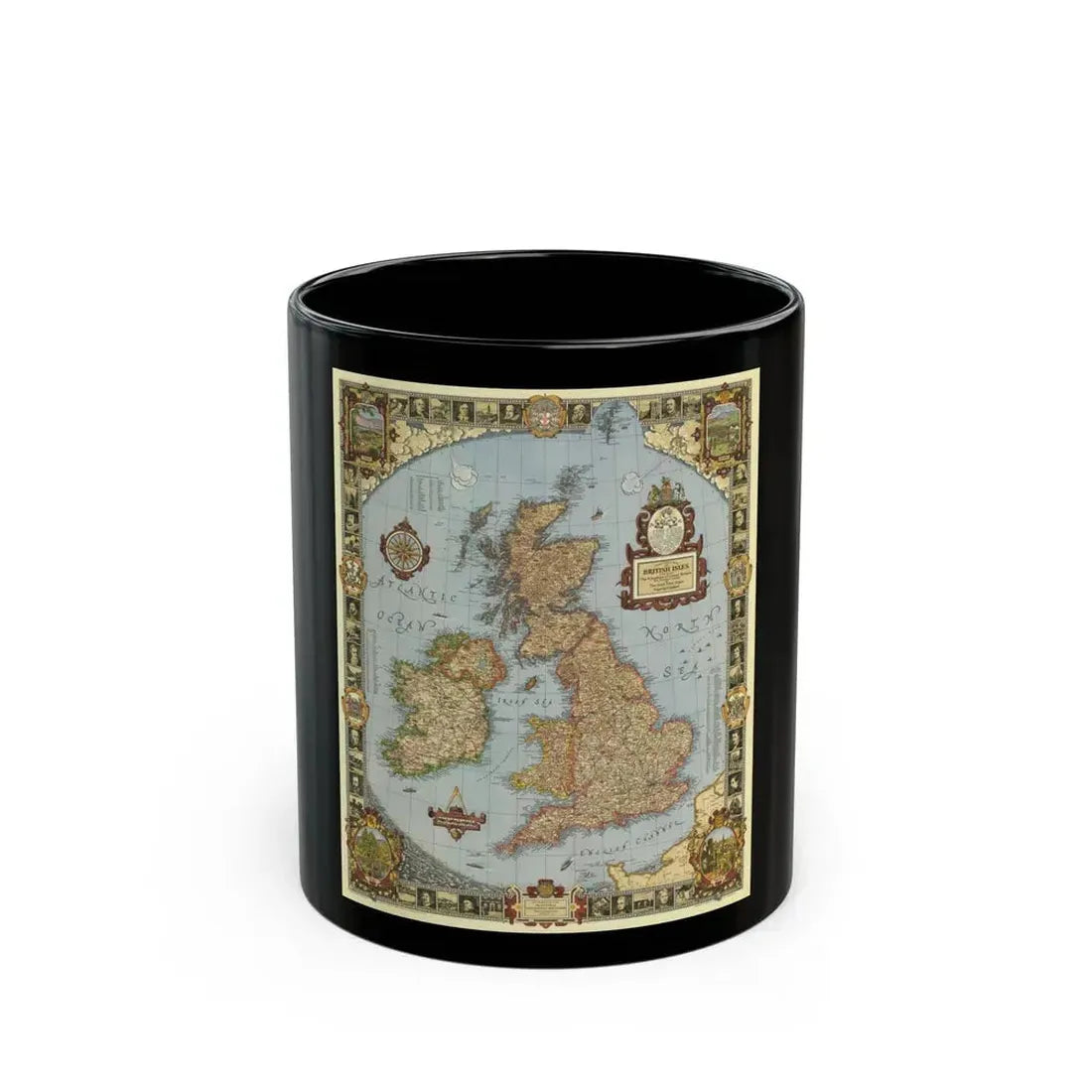 Great Britain - A Modern Pilgrim's Map (1937) (Map) Black Coffee Mug 11oz - Go Mug Yourself