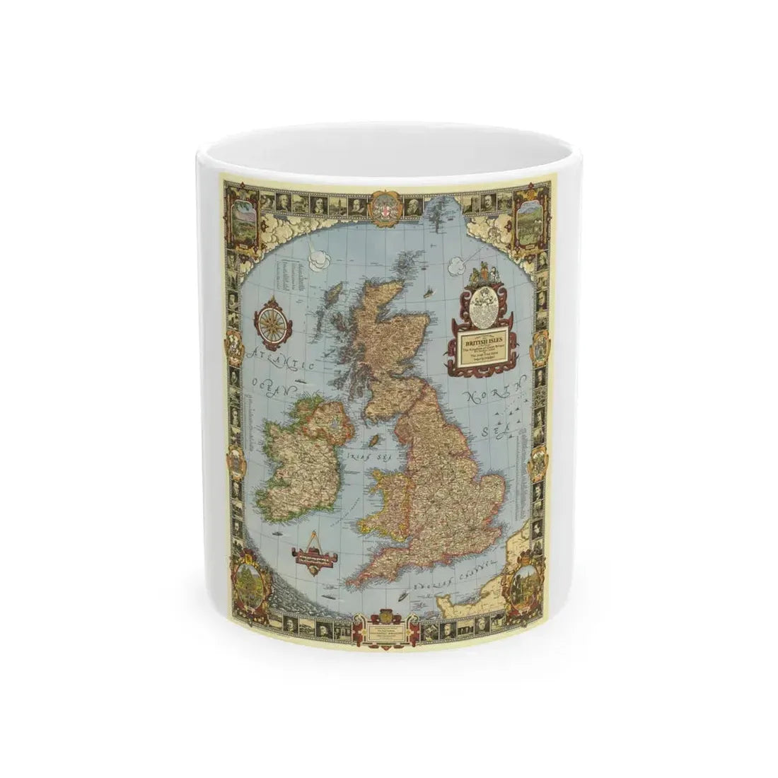 Great Britain - A Modern Pilgrim's Map (1937) (Map) White Coffee Mug 11oz - Go Mug Yourself