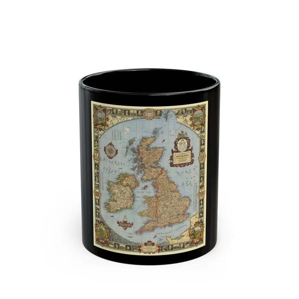 Great Britain - A Modern Pilgrim's Map (1937) (Map) Black Coffee Mug-11oz-Go Mug Yourself