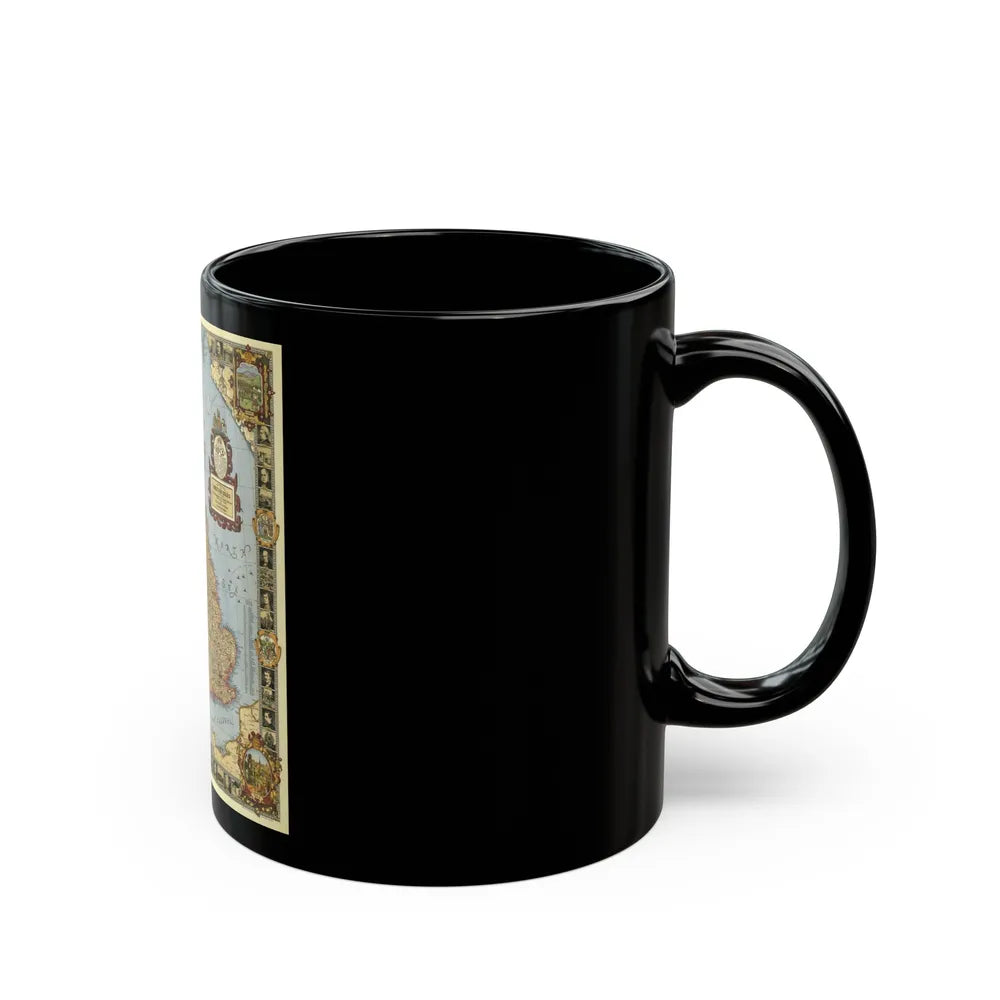 Great Britain - A Modern Pilgrim's Map (1937) (Map) Black Coffee Mug-Go Mug Yourself