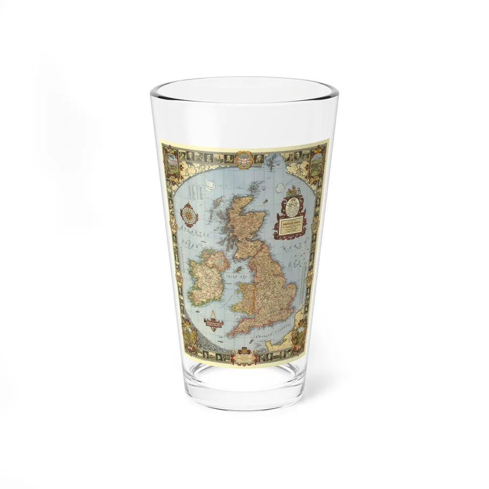 Great Britain - A Modern Pilgrim's Map (1937) (Map) Pint Glass 16oz-16oz-Go Mug Yourself