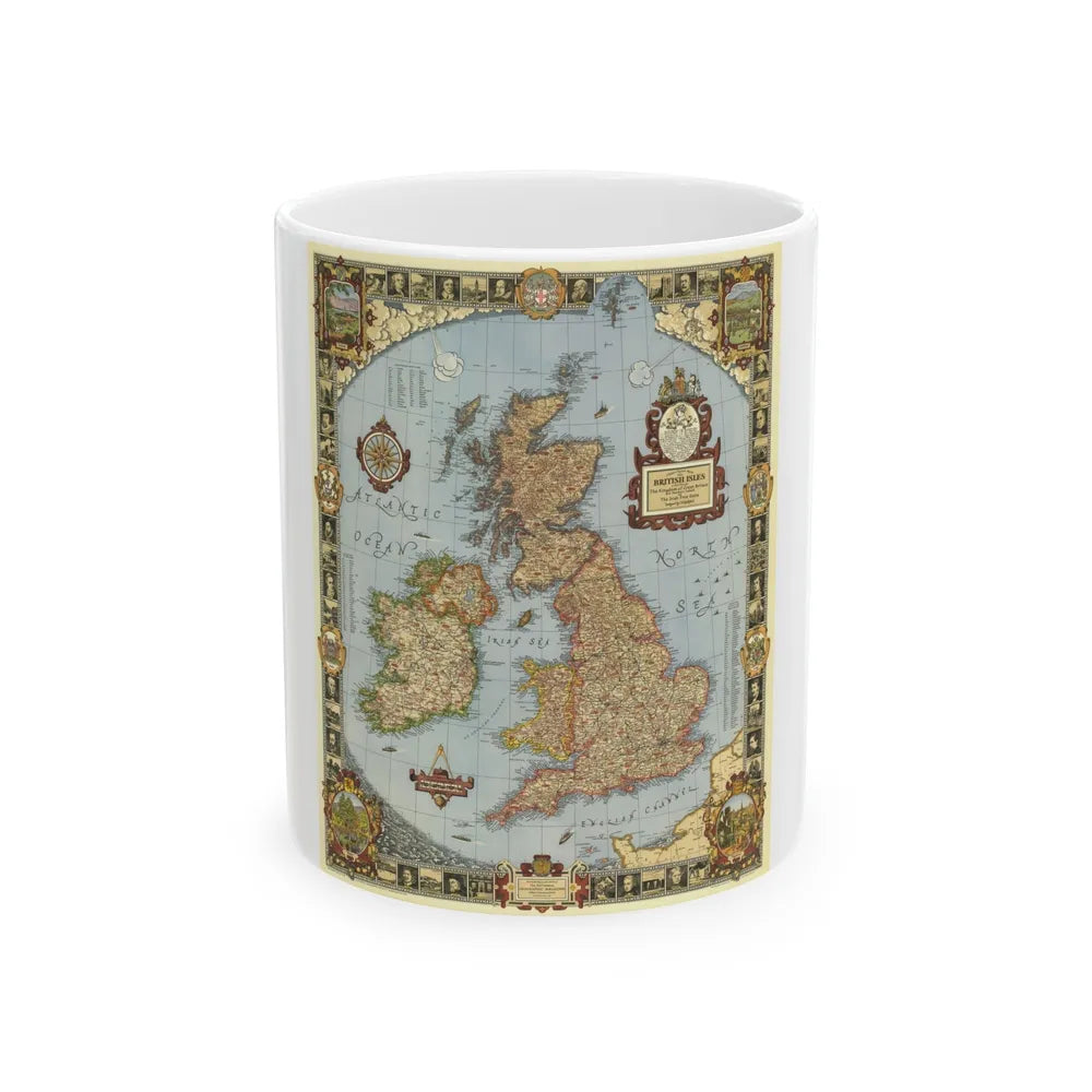 Great Britain - A Modern Pilgrim's Map (1937) (Map) White Coffee Mug-11oz-Go Mug Yourself