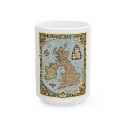 Great Britain - A Modern Pilgrim's Map (1937) (Map) White Coffee Mug-15oz-Go Mug Yourself