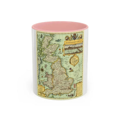 Great Britain - Shakespeare's (1964) (Map) Accent Coffee Mug 11oz Pink - Go Mug Yourself