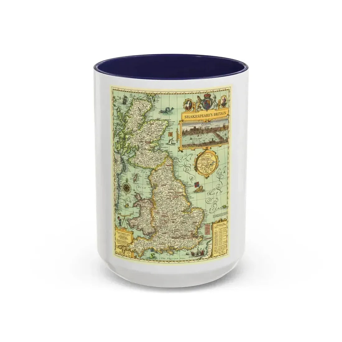 Great Britain - Shakespeare's (1964) (Map) Accent Coffee Mug 15oz Navy - Go Mug Yourself
