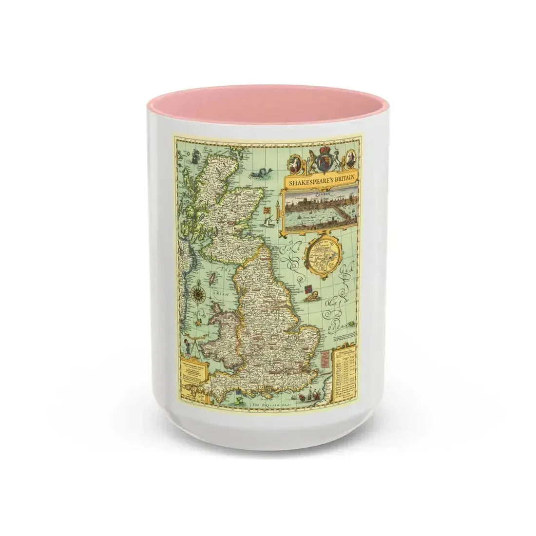 Great Britain - Shakespeare's (1964) (Map) Accent Coffee Mug 15oz Pink - Go Mug Yourself