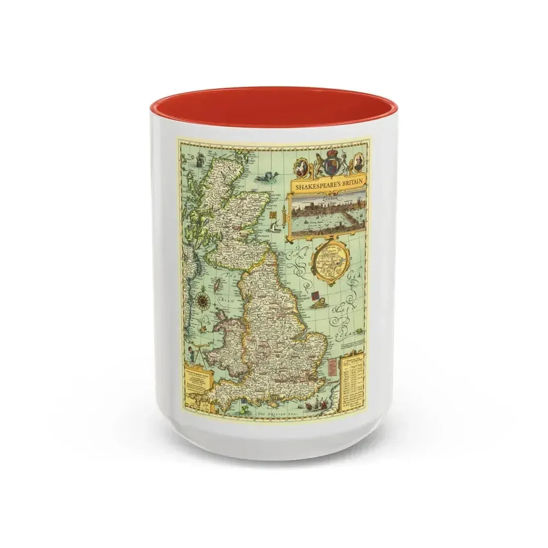 Great Britain - Shakespeare's (1964) (Map) Accent Coffee Mug 15oz Red - Go Mug Yourself