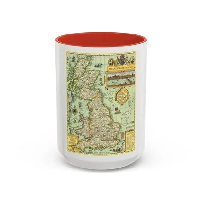 Great Britain - Shakespeare's (1964) (Map) Accent Coffee Mug 15oz Red - Go Mug Yourself