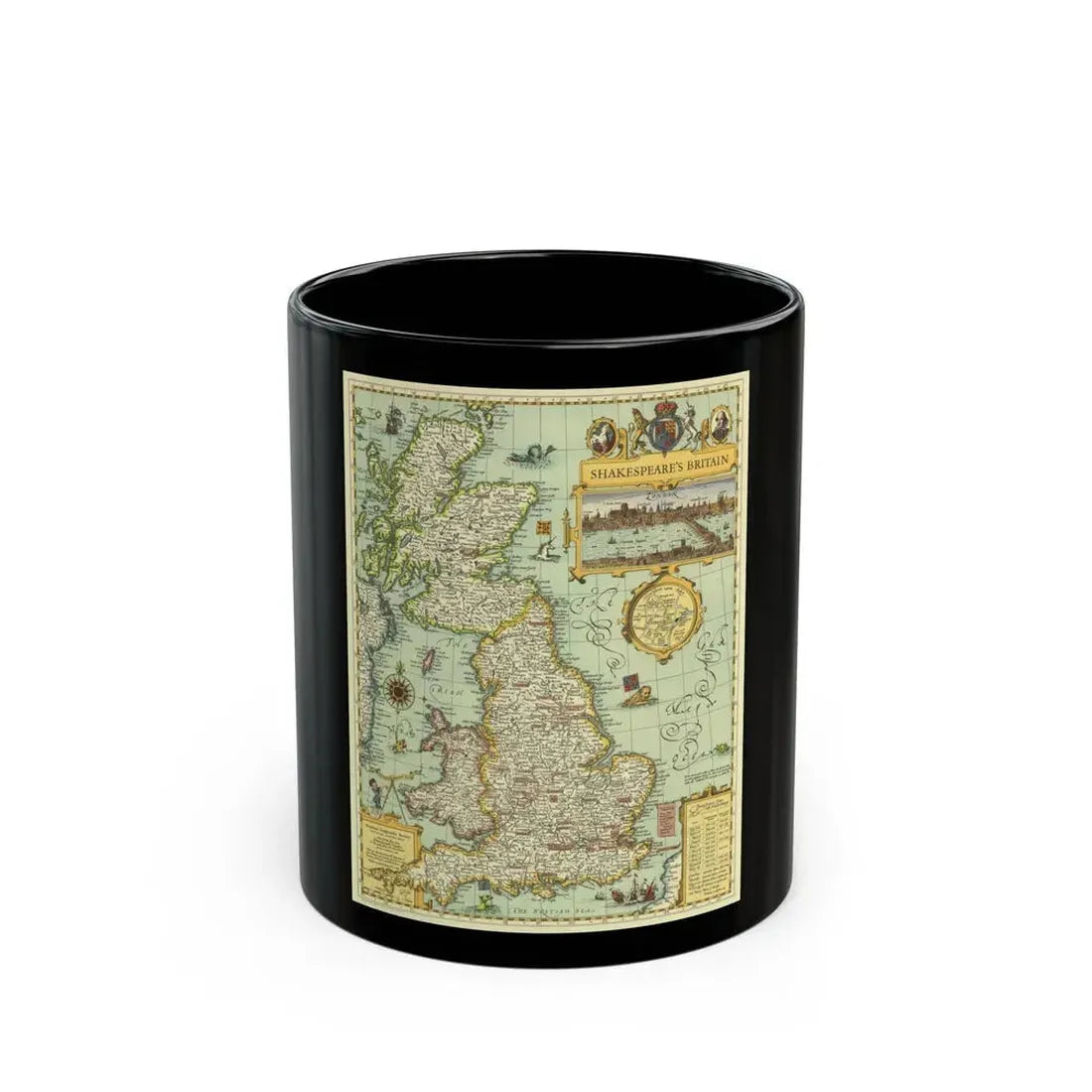Great Britain - Shakespeare's (1964) (Map) Black Coffee Mug 11oz - Go Mug Yourself