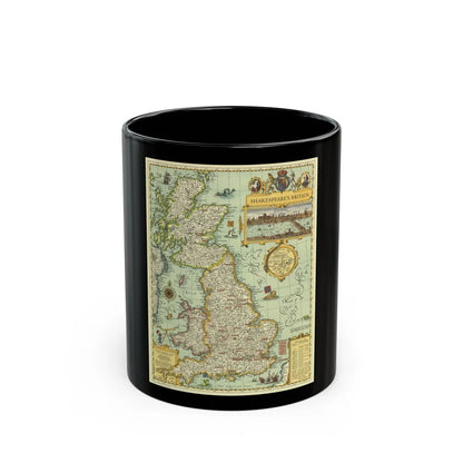 Great Britain - Shakespeare's (1964) (Map) Black Coffee Mug-11oz-Go Mug Yourself