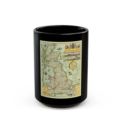 Great Britain - Shakespeare's (1964) (Map) Black Coffee Mug-15oz-Go Mug Yourself