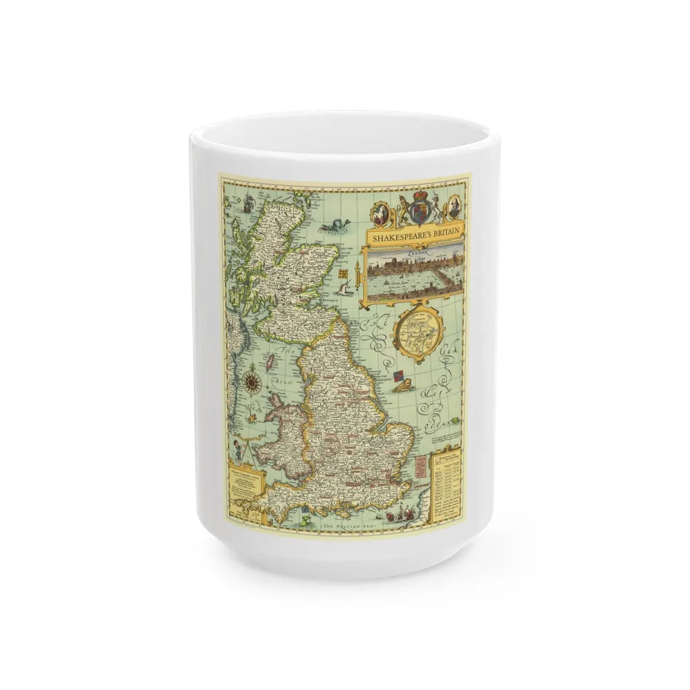 Great Britain - Shakespeare's (1964) (Map) White Coffee Mug-15oz-Go Mug Yourself