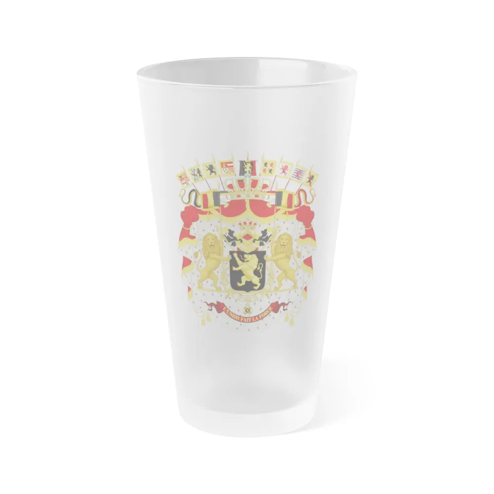 Great coat of arms of Belgium - Frosted Pint Glass 16oz-Go Mug Yourself