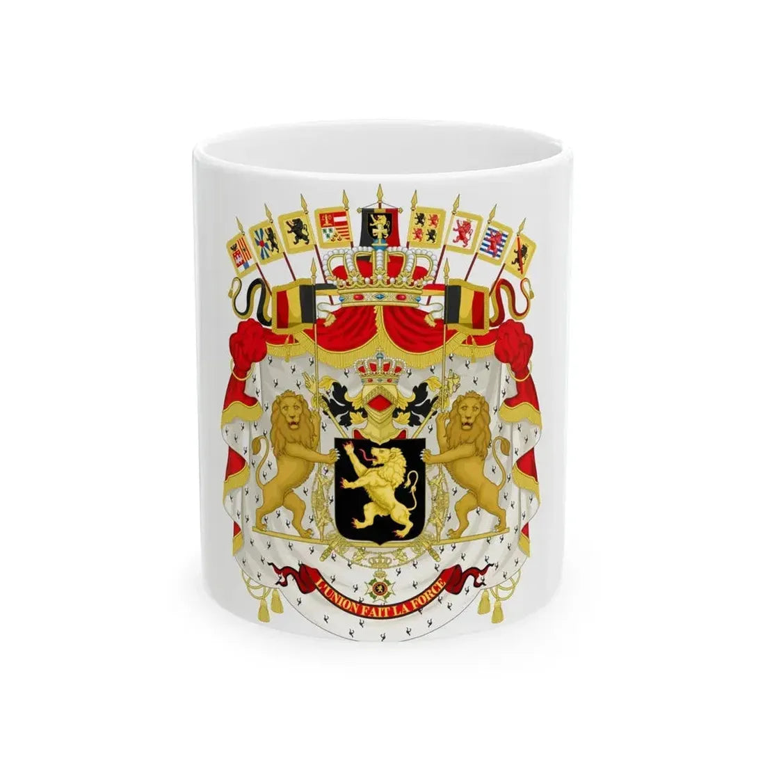 Great coat of arms of Belgium - White Coffee Mug 11oz - Go Mug Yourself