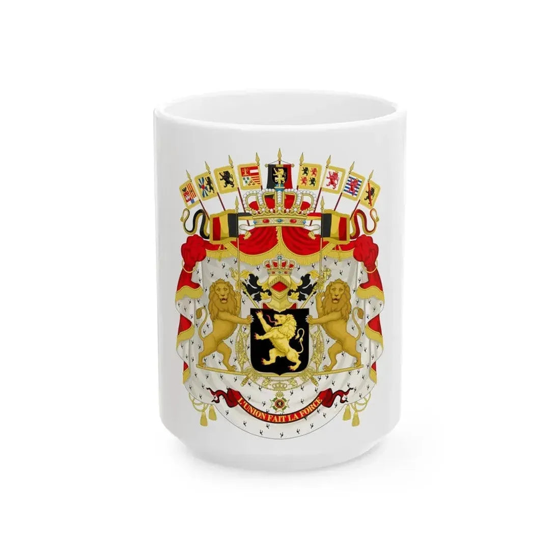 Great coat of arms of Belgium - White Coffee Mug 15oz - Go Mug Yourself