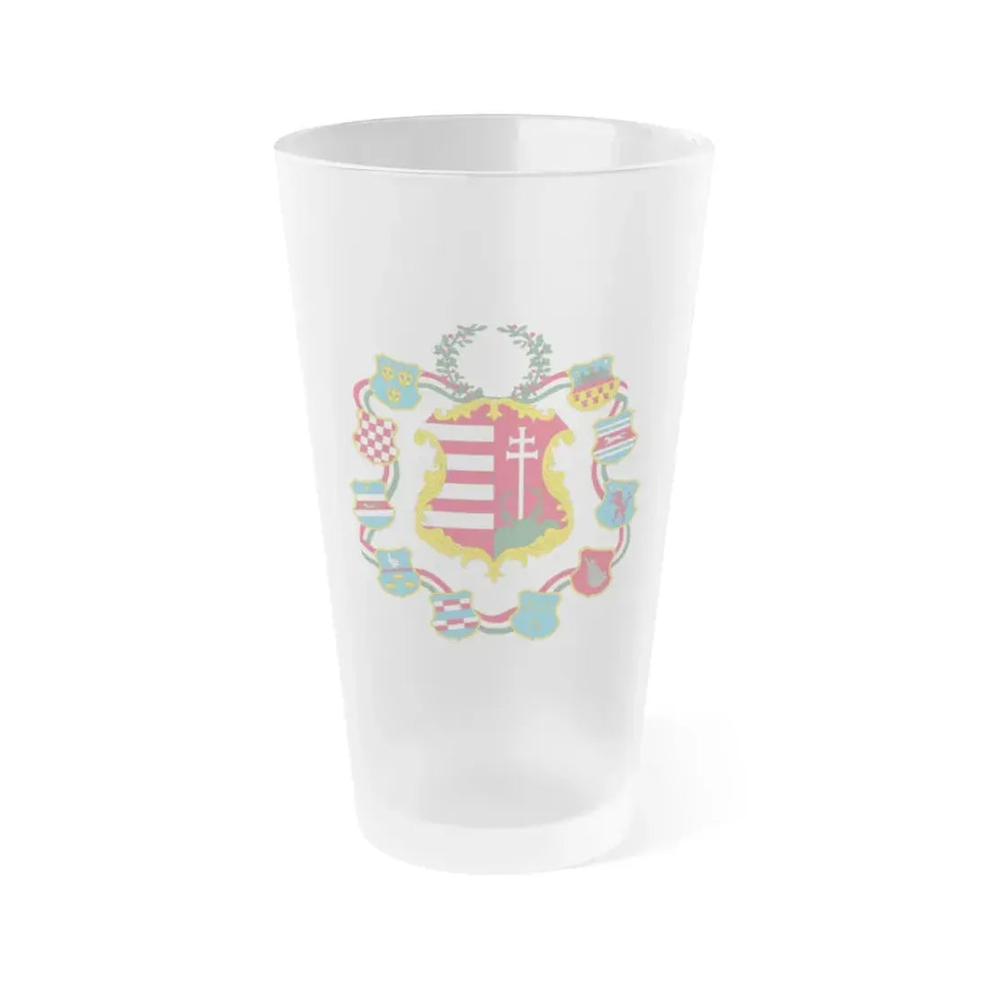 Great coat of arms of Hungary (1849) - Frosted Pint Glass 16oz Default Title - Go Mug Yourself