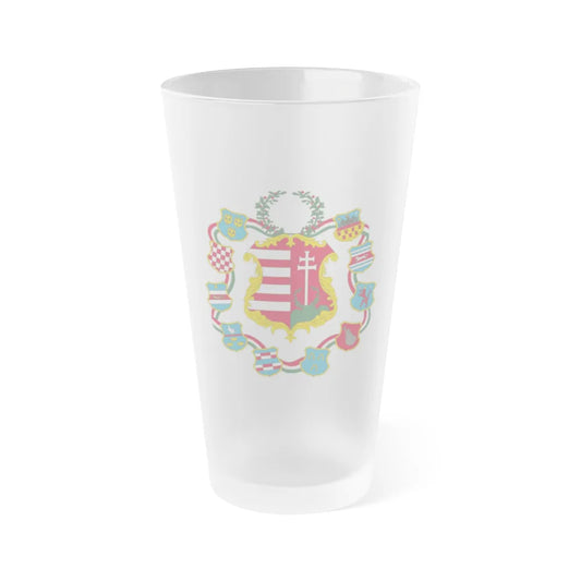 Great coat of arms of Hungary (1849) - Frosted Pint Glass 16oz-Go Mug Yourself