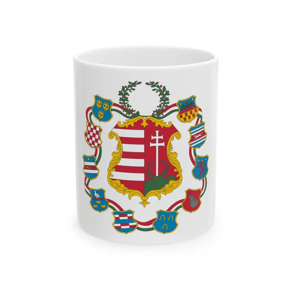 Great coat of arms of Hungary (1849) - White Coffee Mug-11oz-Go Mug Yourself