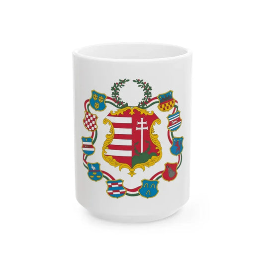 Great coat of arms of Hungary (1849) - White Coffee Mug 15oz - Go Mug Yourself