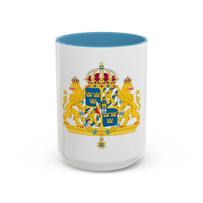Great coat of arms of Sweden 2 - Accent Coffee Mug 15oz Light Blue - Go Mug Yourself