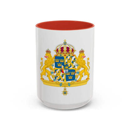 Great coat of arms of Sweden 2 - Accent Coffee Mug 15oz Red - Go Mug Yourself
