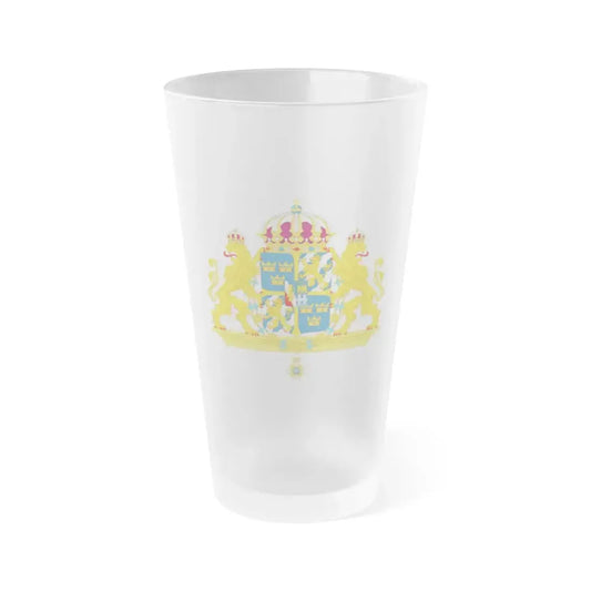 Great coat of arms of Sweden 2 - Frosted Pint Glass 16oz Default Title - Go Mug Yourself