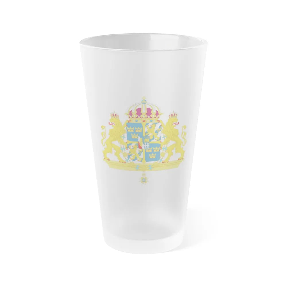 Great coat of arms of Sweden 2 - Frosted Pint Glass 16oz-Go Mug Yourself