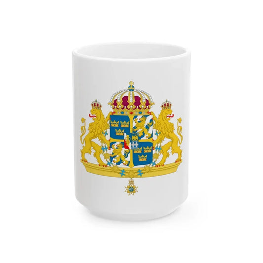 Great coat of arms of Sweden 2 - White Coffee Mug 15oz - Go Mug Yourself