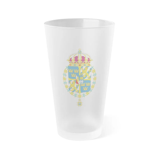 Great coat of arms of Sweden 3 - Frosted Pint Glass 16oz-Go Mug Yourself