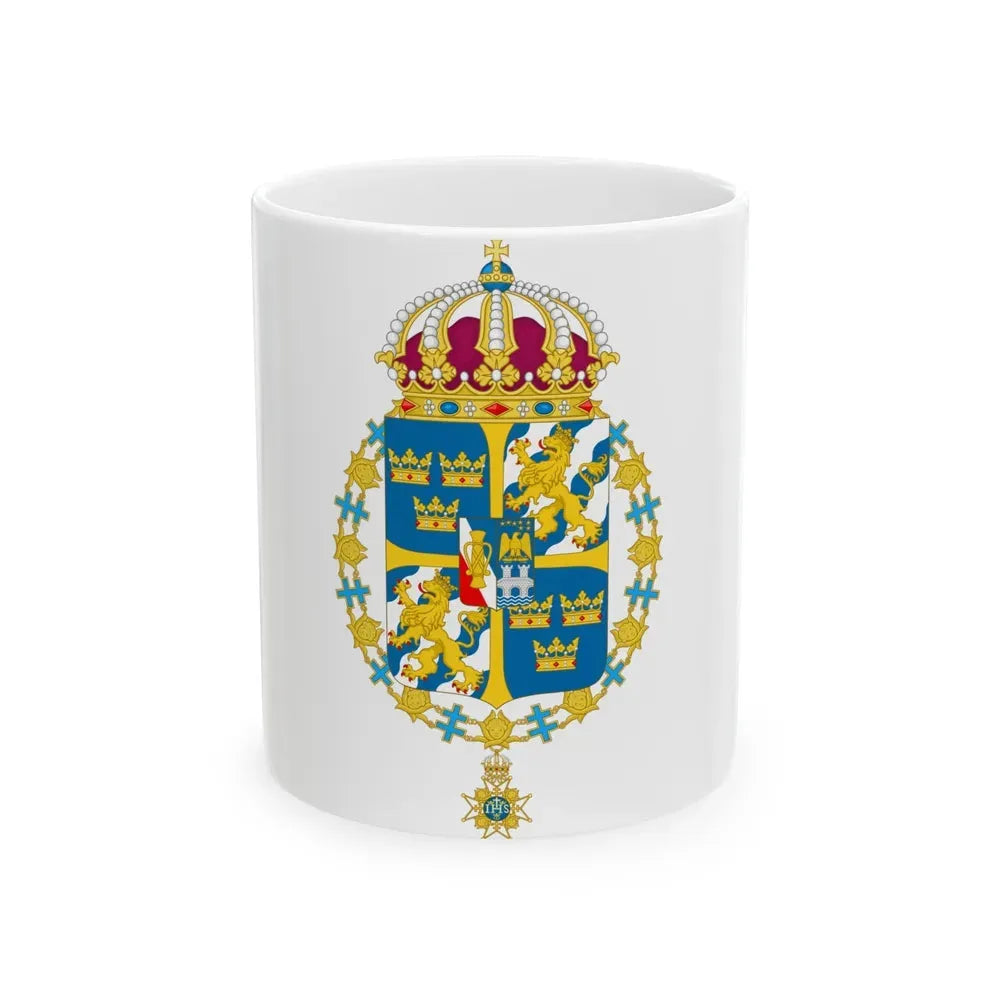 Great coat of arms of Sweden 3 - White Coffee Mug 11oz - Go Mug Yourself