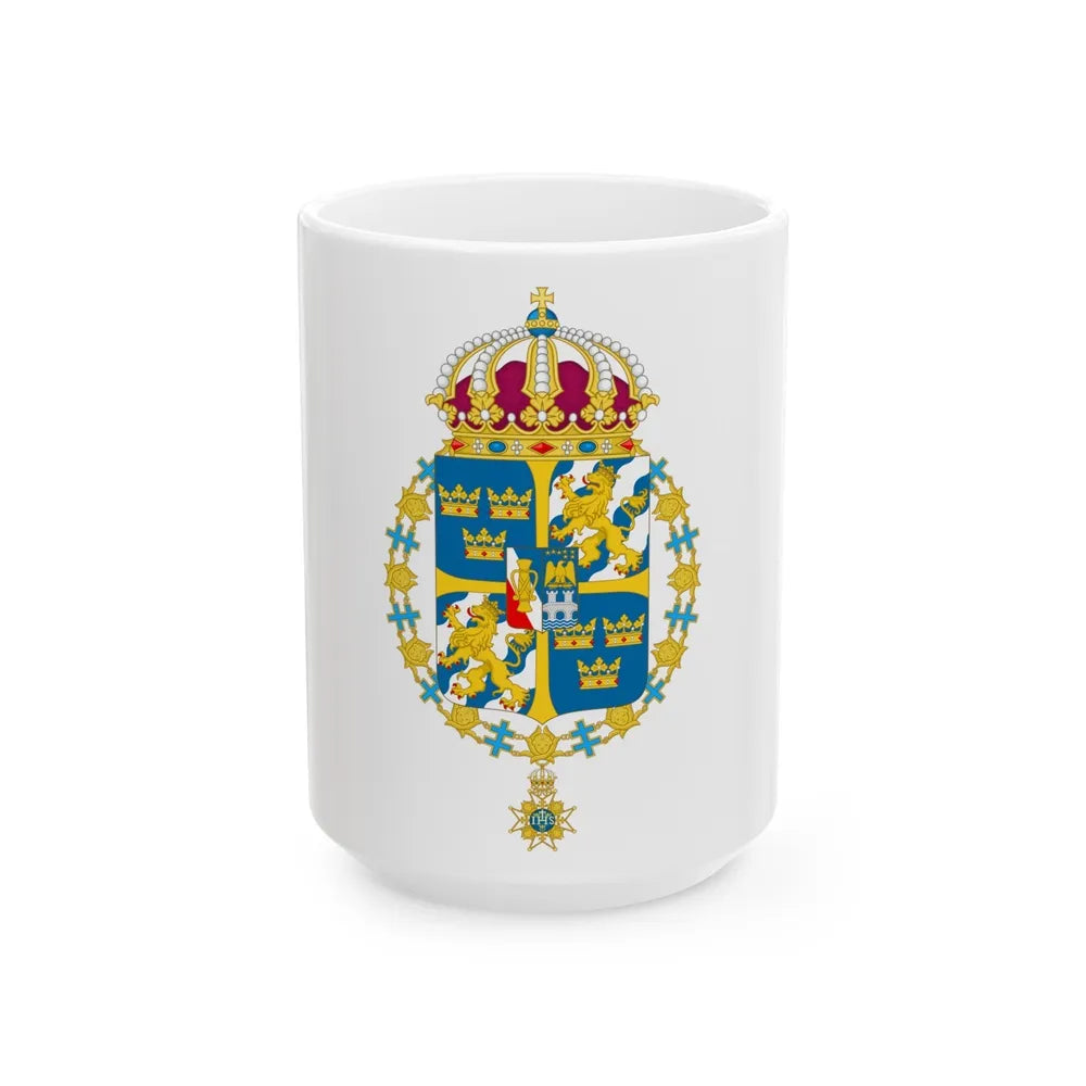 Great coat of arms of Sweden 3 - White Coffee Mug-15oz-Go Mug Yourself