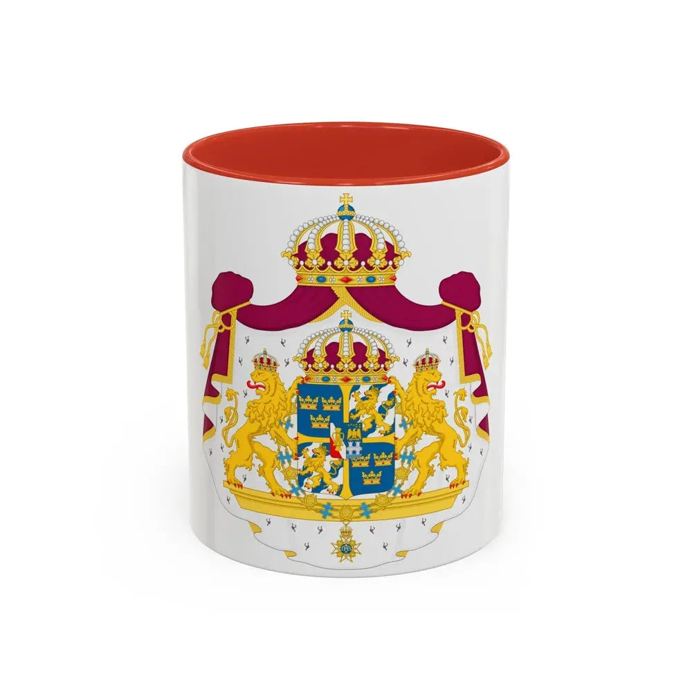 Great coat of arms of Sweden - Accent Coffee Mug 11oz Red - Go Mug Yourself
