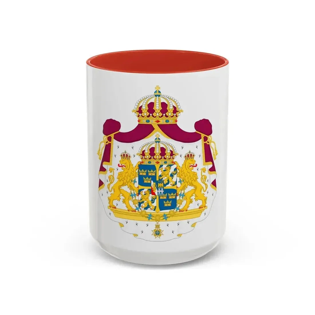 Great coat of arms of Sweden - Accent Coffee Mug 15oz Red - Go Mug Yourself