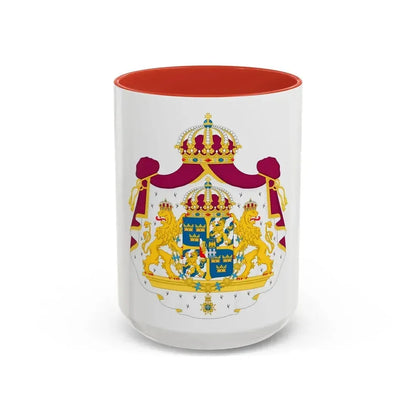 Great coat of arms of Sweden - Accent Coffee Mug 15oz Red - Go Mug Yourself