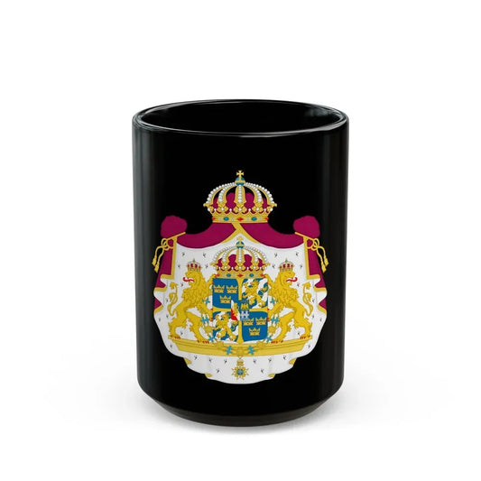 Great coat of arms of Sweden - Black Coffee Mug 15oz - Go Mug Yourself
