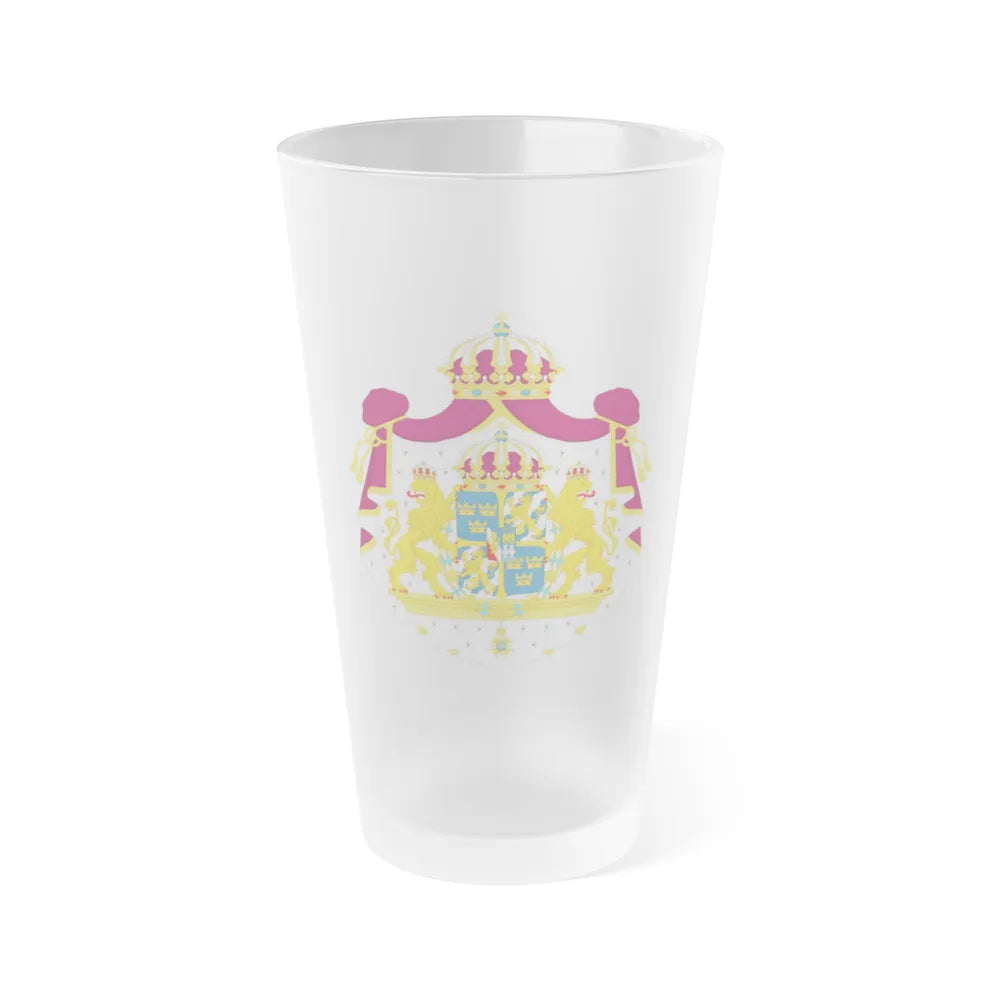 Great coat of arms of Sweden - Frosted Pint Glass 16oz-Go Mug Yourself