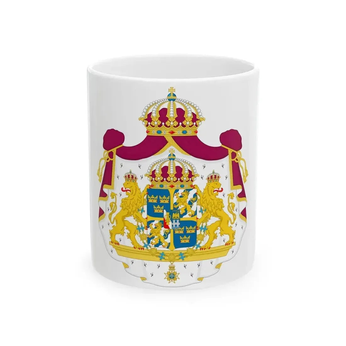 Great coat of arms of Sweden - White Coffee Mug 11oz - Go Mug Yourself
