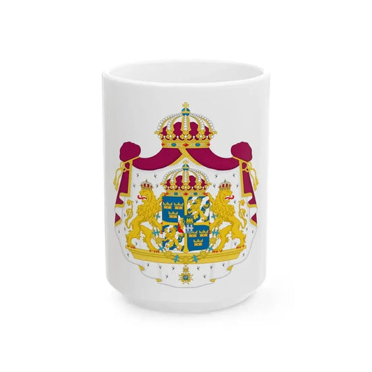 Great coat of arms of Sweden - White Coffee Mug 15oz - Go Mug Yourself