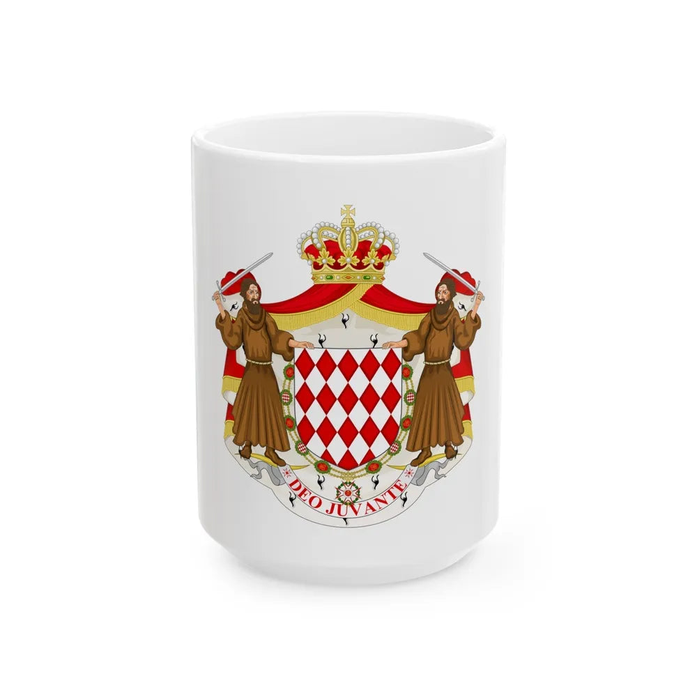 Great coat of arms of the house of Grimaldi - White Coffee Mug-15oz-Go Mug Yourself