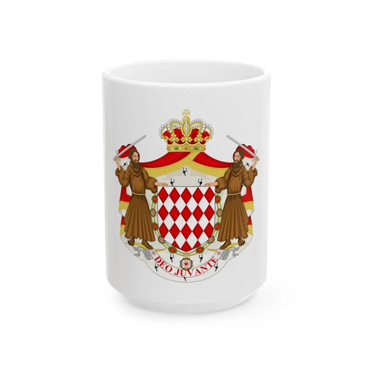 Great coat of arms of the house of Grimaldi - White Coffee Mug-15oz-Go Mug Yourself