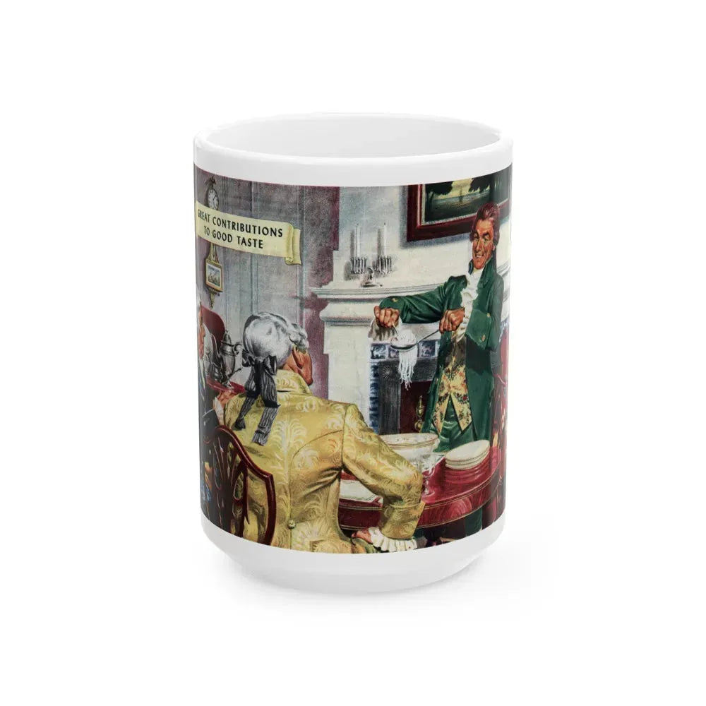 Great Contributions To Good Taste, Budweiser ad, The American Magazine, April 1948 - White Coffee Mug 15oz - Go Mug Yourself