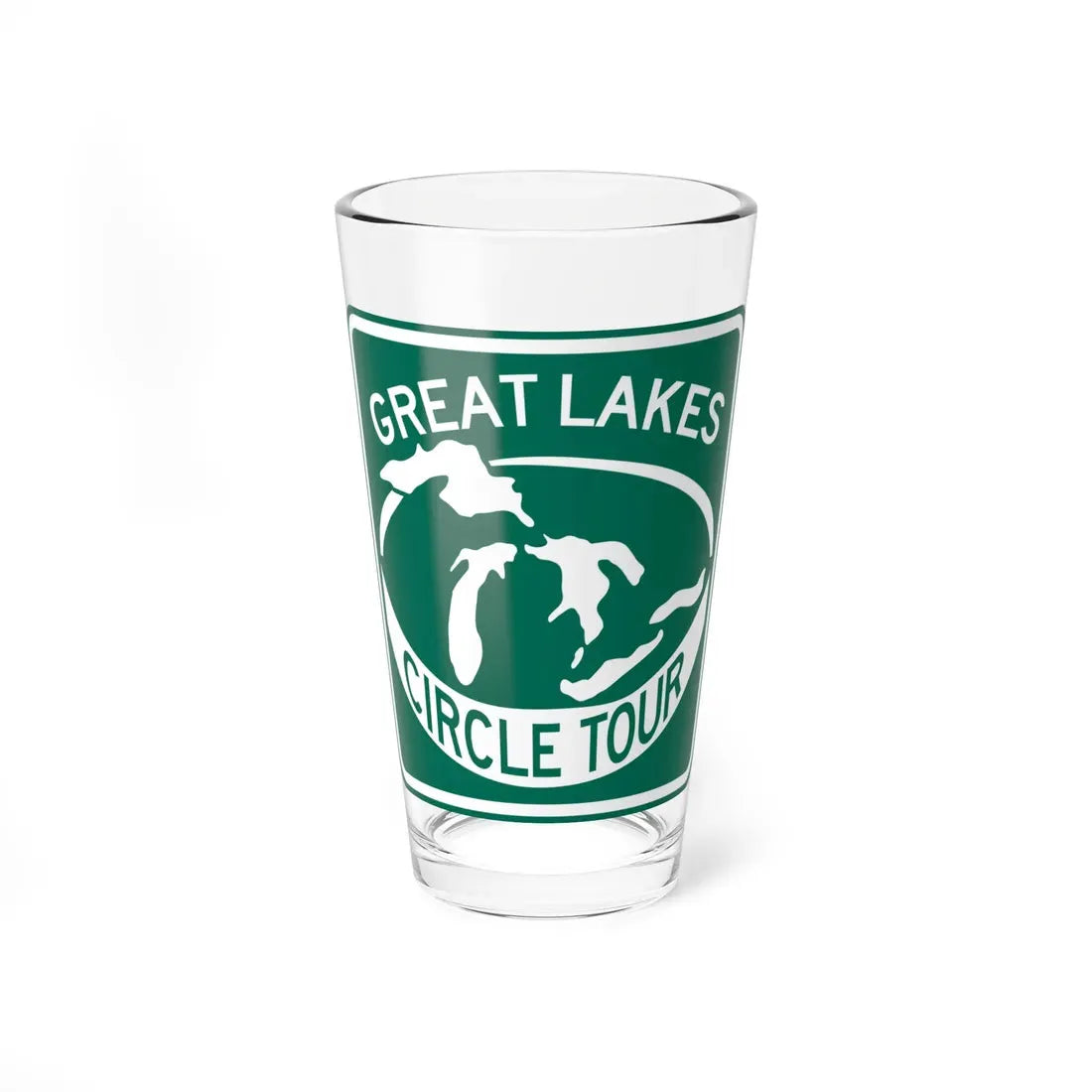 Great Lakes Circle Tour (Ohio) (Road Sign) Pint Glass 16oz 16oz - Go Mug Yourself