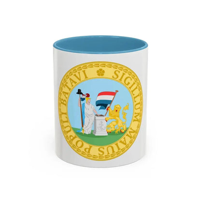 Great Seal of the Batavian Republic (1796) - Accent Coffee Mug 11oz Light Blue - Go Mug Yourself
