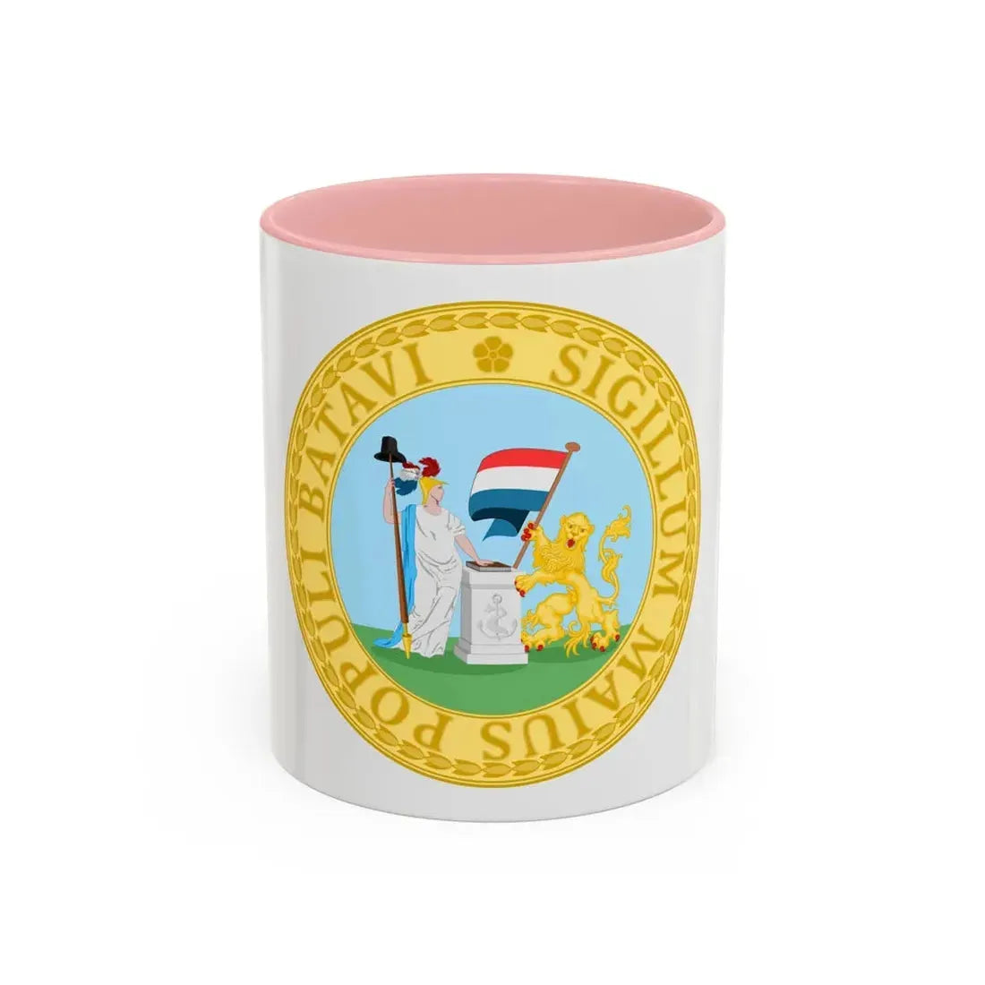 Great Seal of the Batavian Republic (1796) - Accent Coffee Mug 11oz Pink - Go Mug Yourself