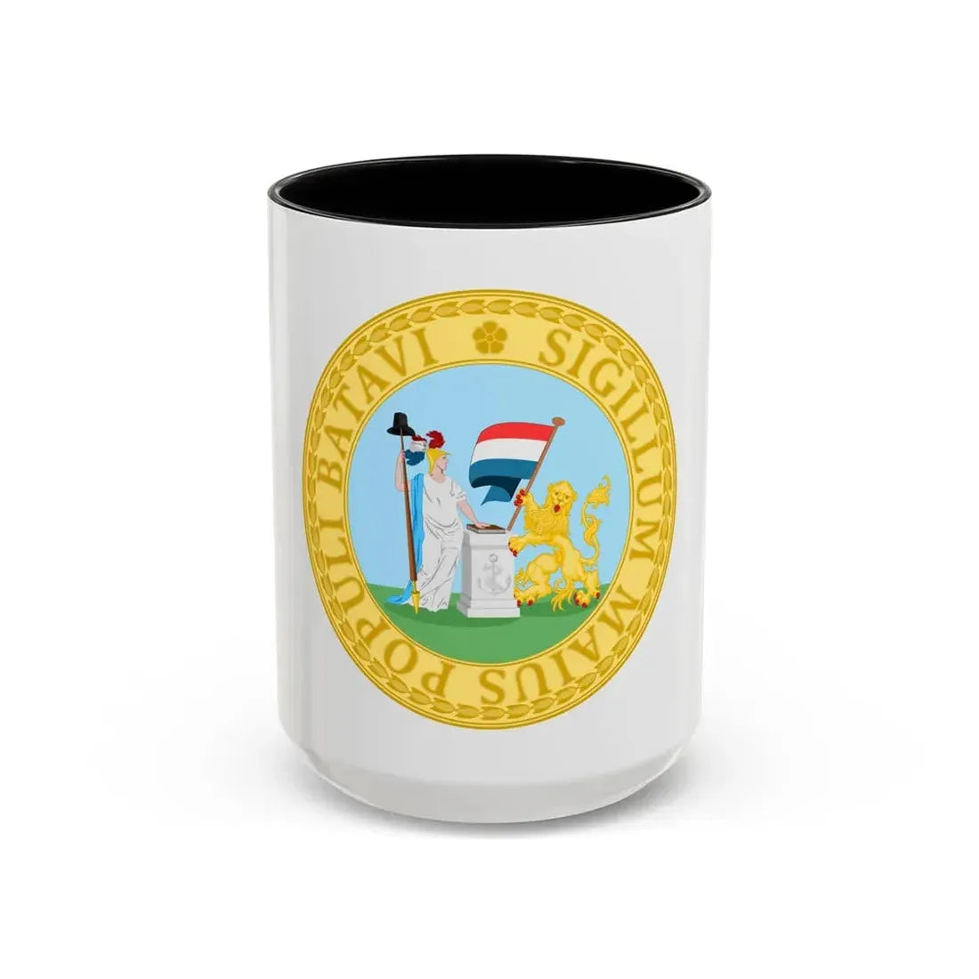 Great Seal of the Batavian Republic (1796) - Accent Coffee Mug 15oz Black - Go Mug Yourself