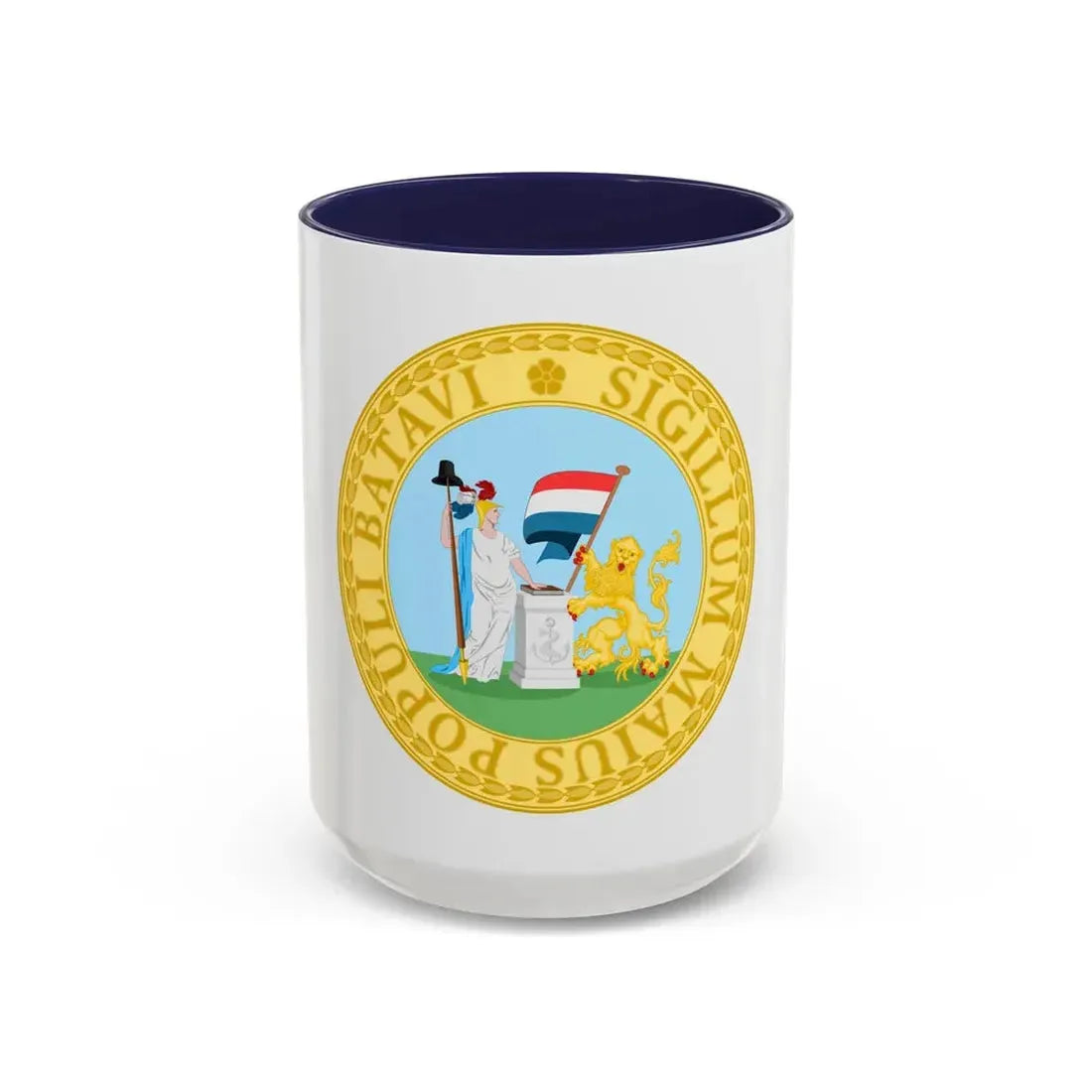 Great Seal of the Batavian Republic (1796) - Accent Coffee Mug 15oz Navy - Go Mug Yourself