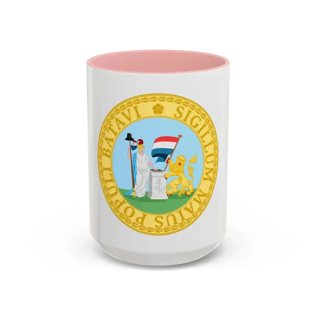 Great Seal of the Batavian Republic (1796) - Accent Coffee Mug 15oz Pink - Go Mug Yourself