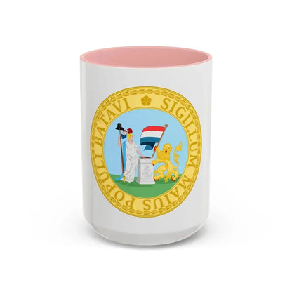 Great Seal of the Batavian Republic (1796) - Accent Coffee Mug 15oz Pink - Go Mug Yourself