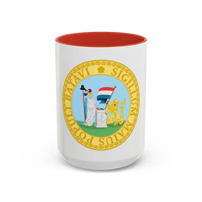 Great Seal of the Batavian Republic (1796) - Accent Coffee Mug 15oz Red - Go Mug Yourself