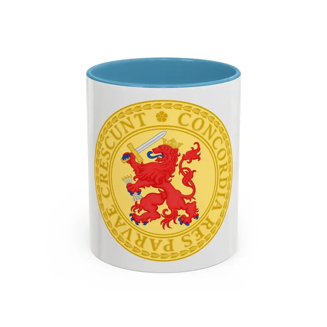 Great Seal of the Batavian Republic (1802) - Accent Coffee Mug 11oz Light Blue - Go Mug Yourself
